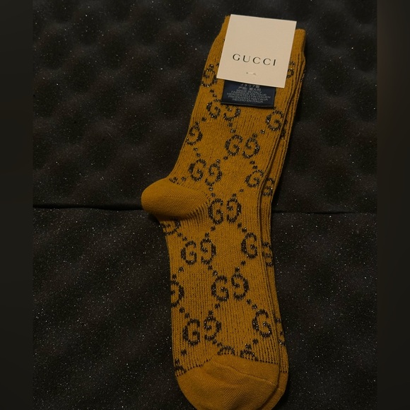 Gucci Accessories - Gucci Golden Yellow Socks with Iconic Pattern
